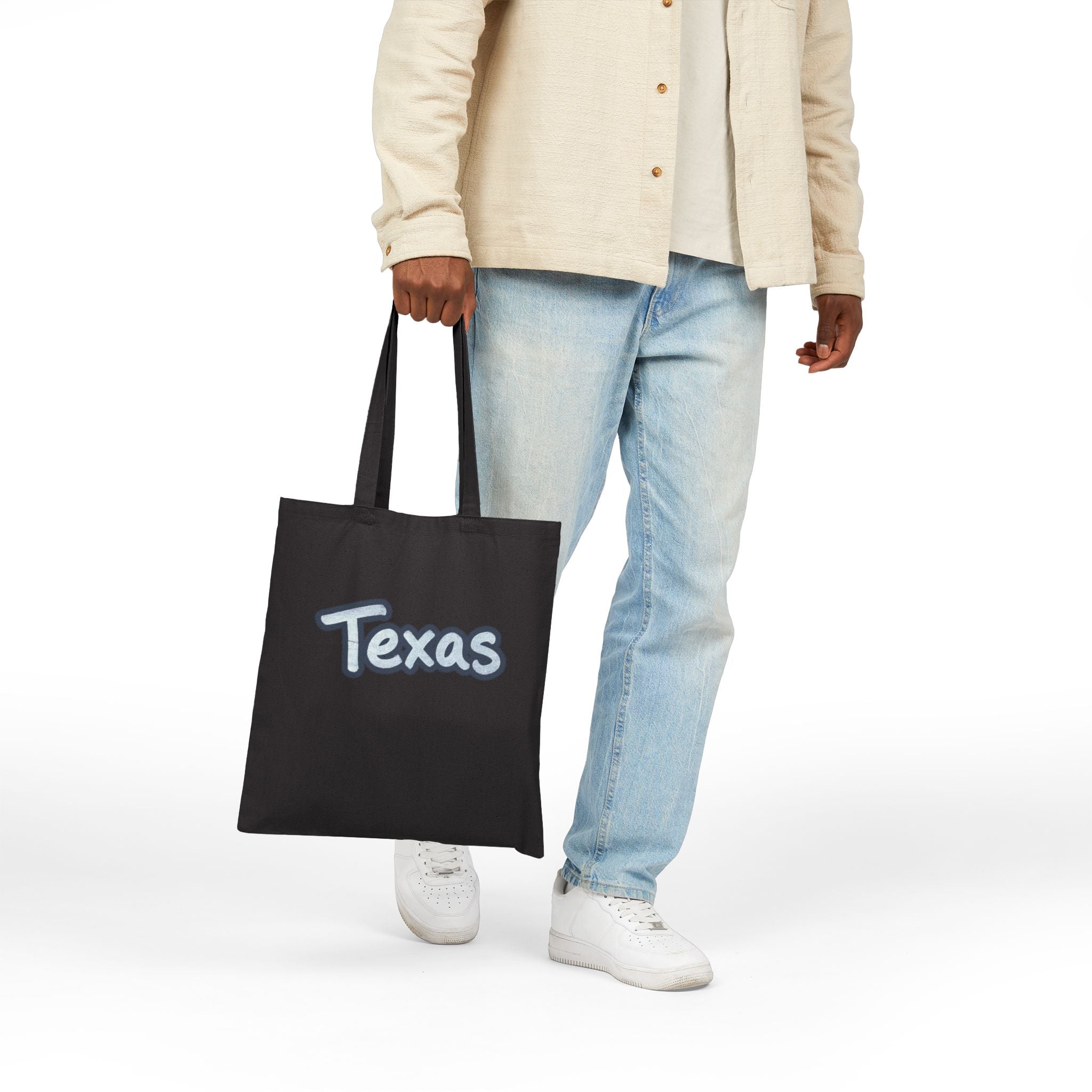 Texas Script Canvas Tote — Eco Cotton Grocery & Market Bag