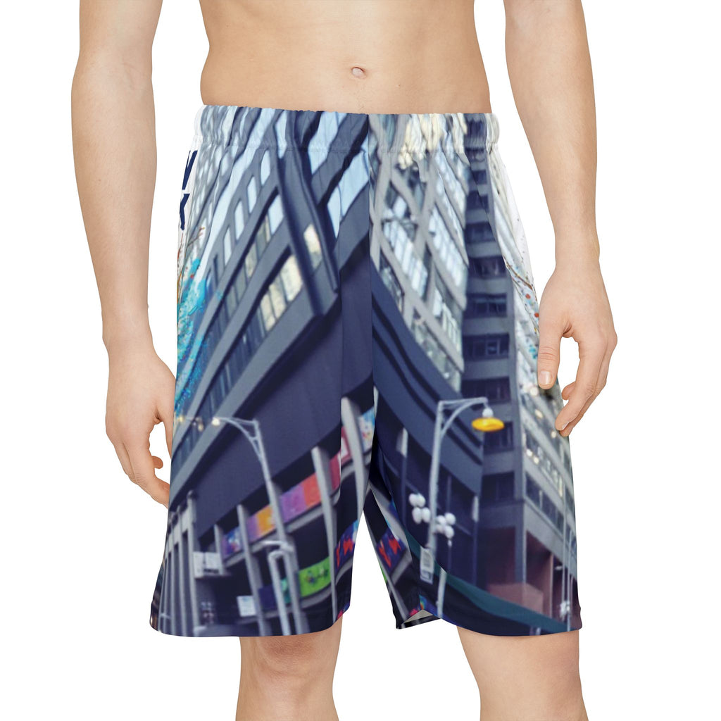 New York Basketball Cityscape Sports Shorts — Men’s Athletic AOP