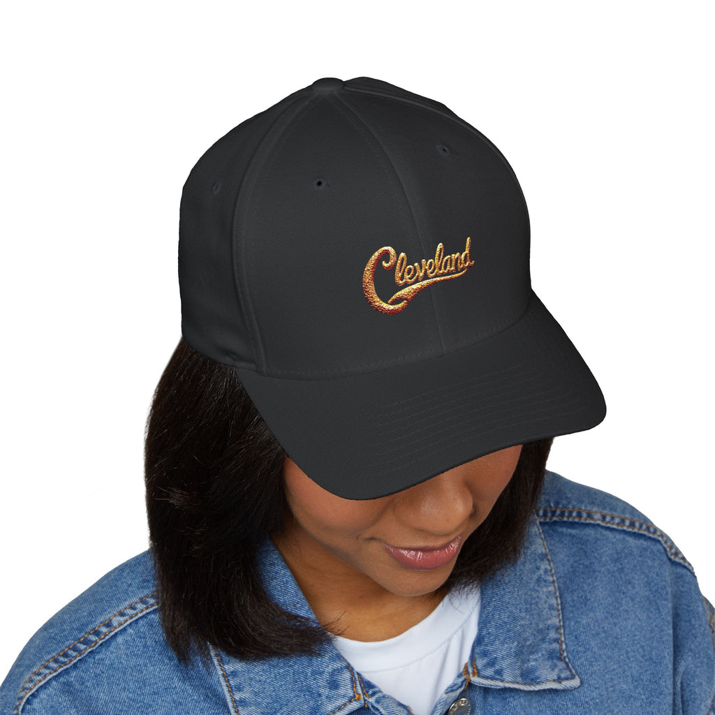 Embroidered 'Cleveland' Script Cap — Classic White Structured Hat