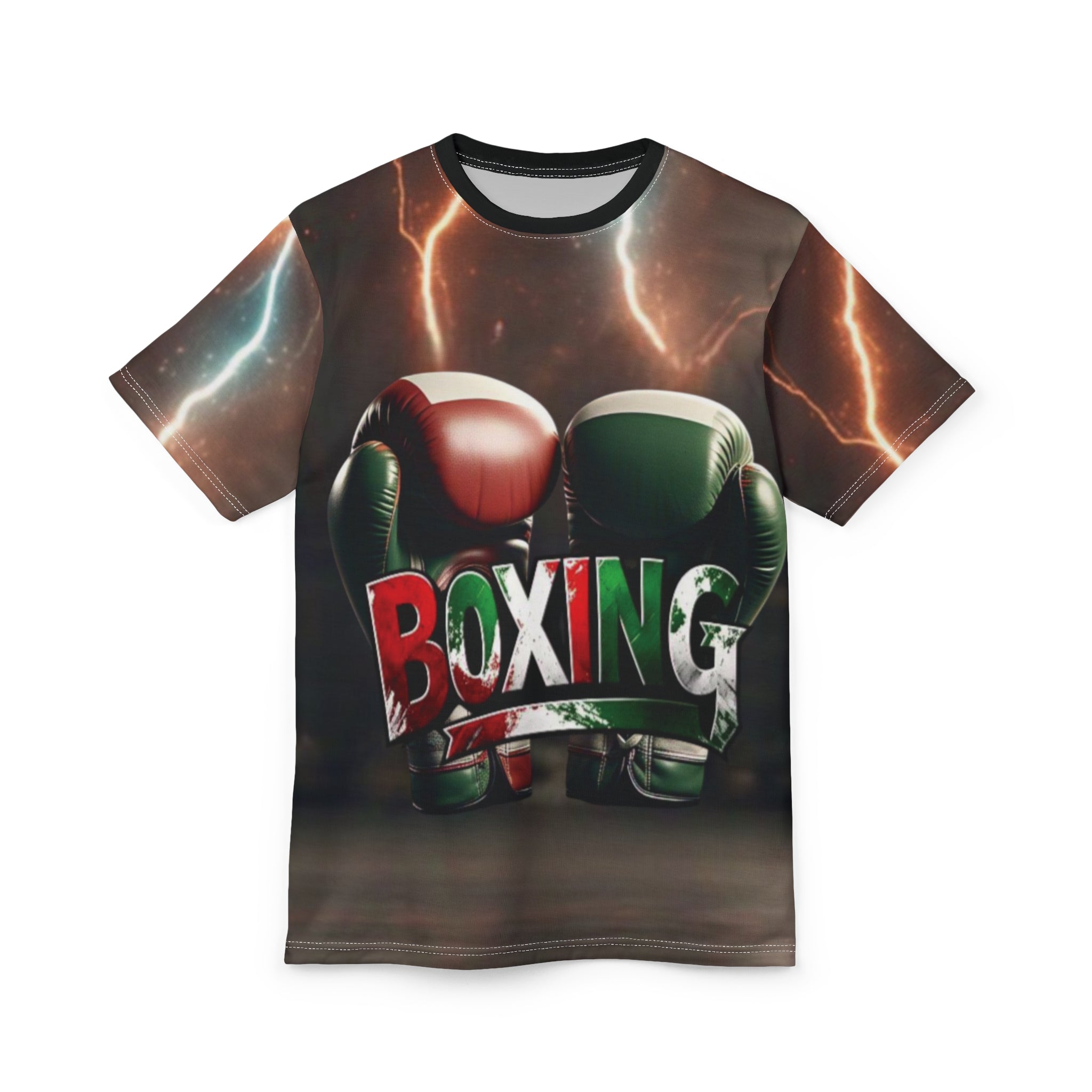 Camiseta "BOXING Impacto Mexicano" - Guantes Tricolor y Rayos de Poder