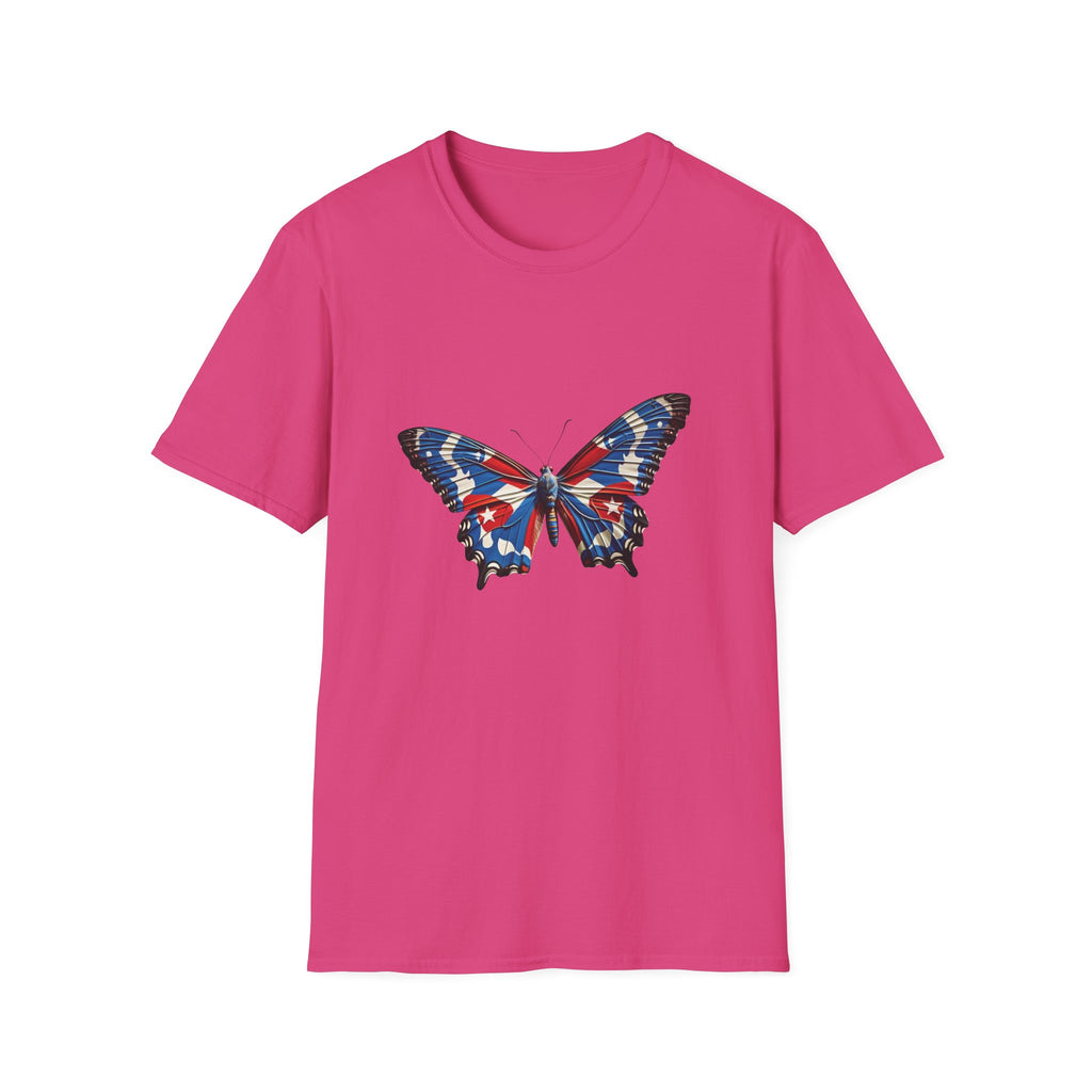 Camiseta con mariposa y bandera cubana