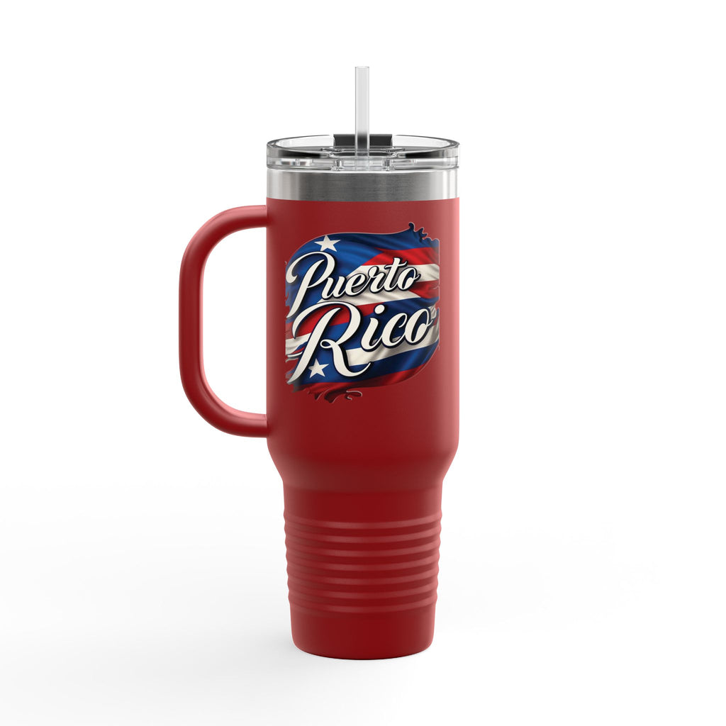 Taza de viaje con aislamiento patriótico de 40 oz, perfecta para aventuras al aire libre o para regalar.