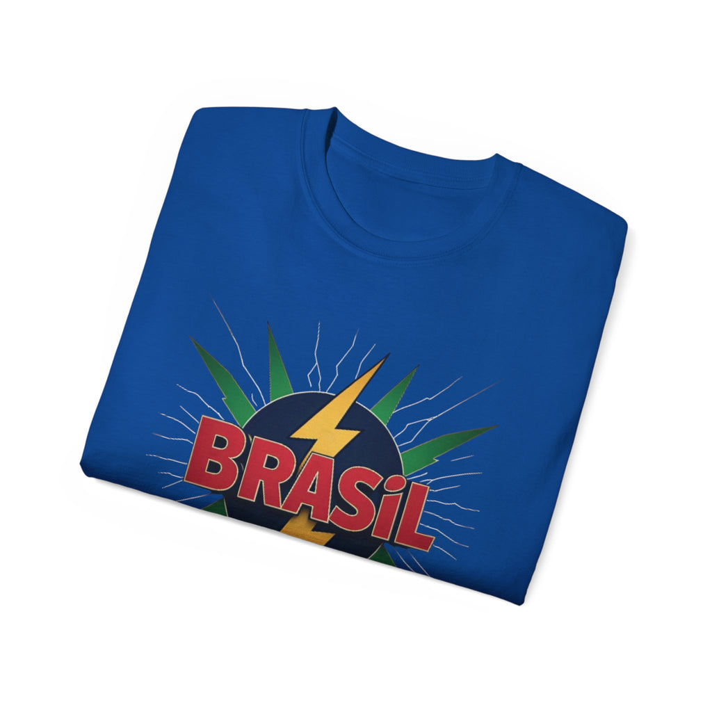 Brasil Tee - Camisa de algodão unissex vibrante para viajantes e comemorações