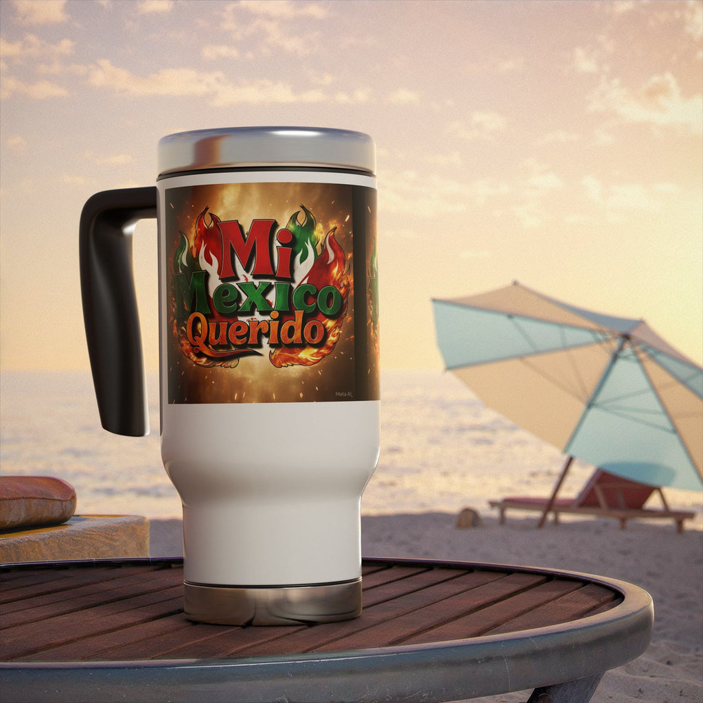 Fiery Mexico Travel Mug - 14 oz Stainless Steel with Handle