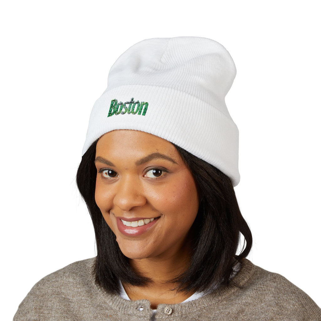 Embroidered Boston Beanie - Classic Cuffed Winter Hat