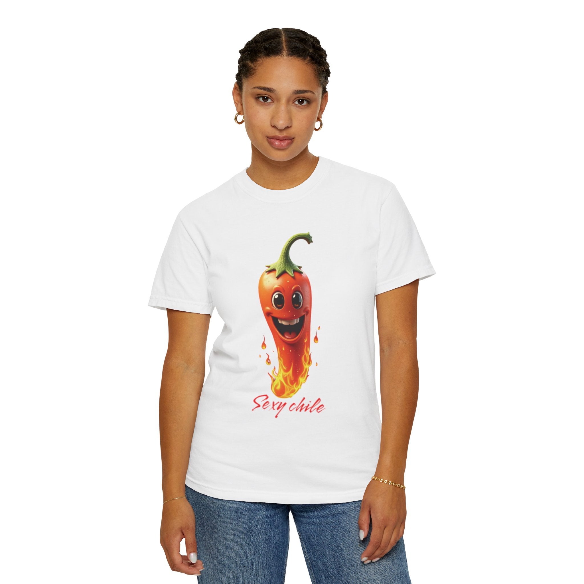 Funny unisex tie-dyed t-shirt with the phrase "Sexy Chile"