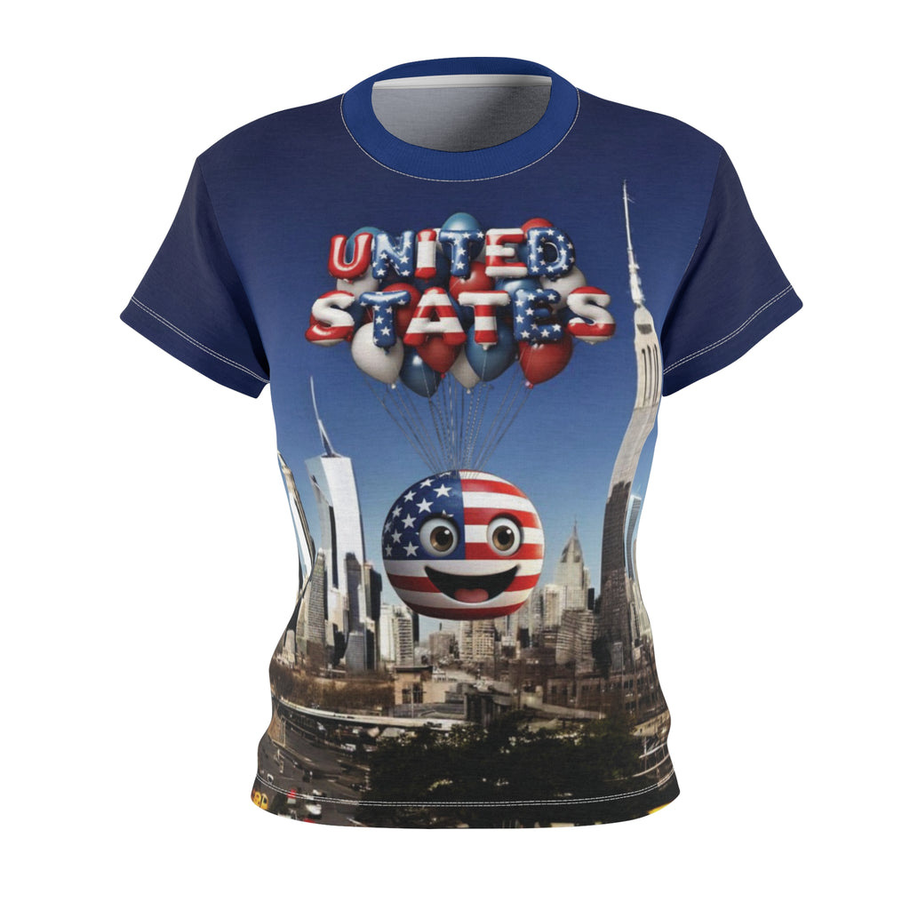 Patriotic Women's Cut & Sew Tee - USA Flag Balloons Design