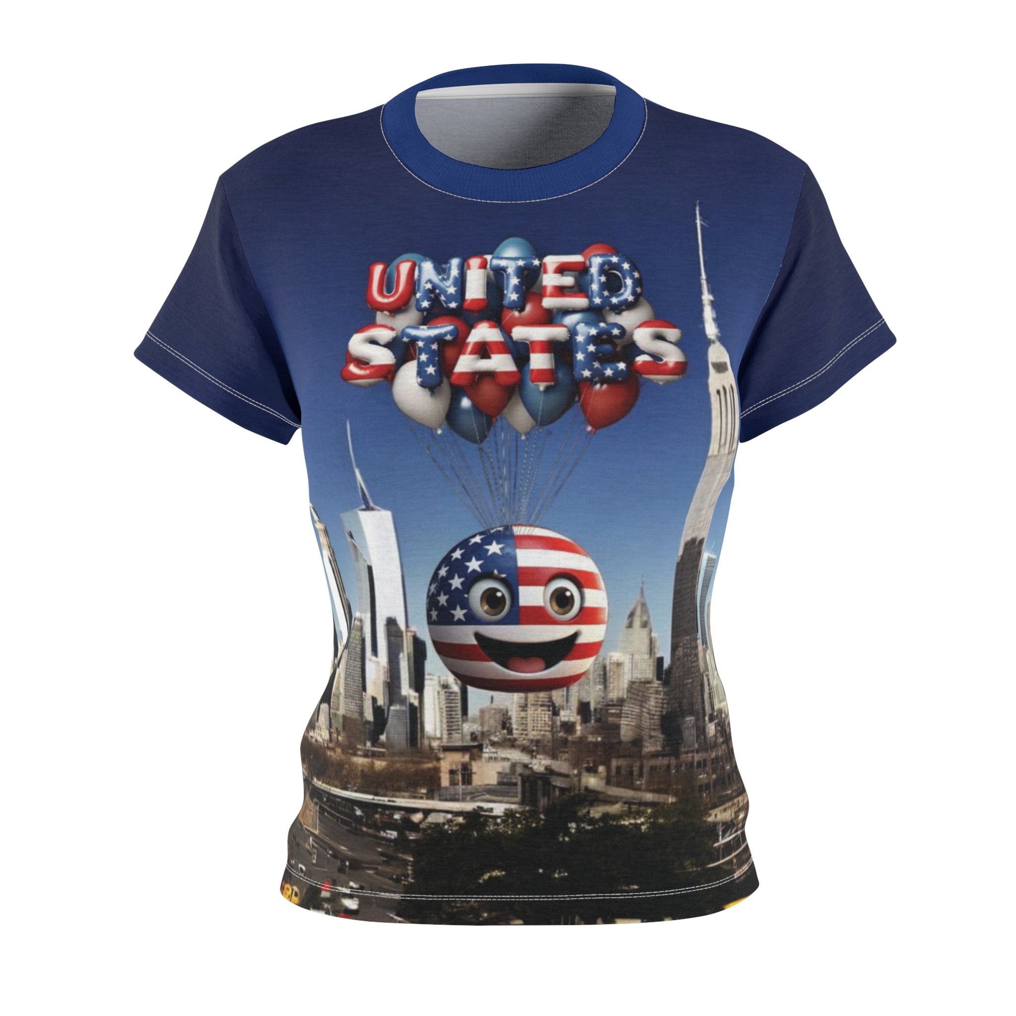 Patriotic Women's Cut & Sew Tee - USA Flag Balloons Design