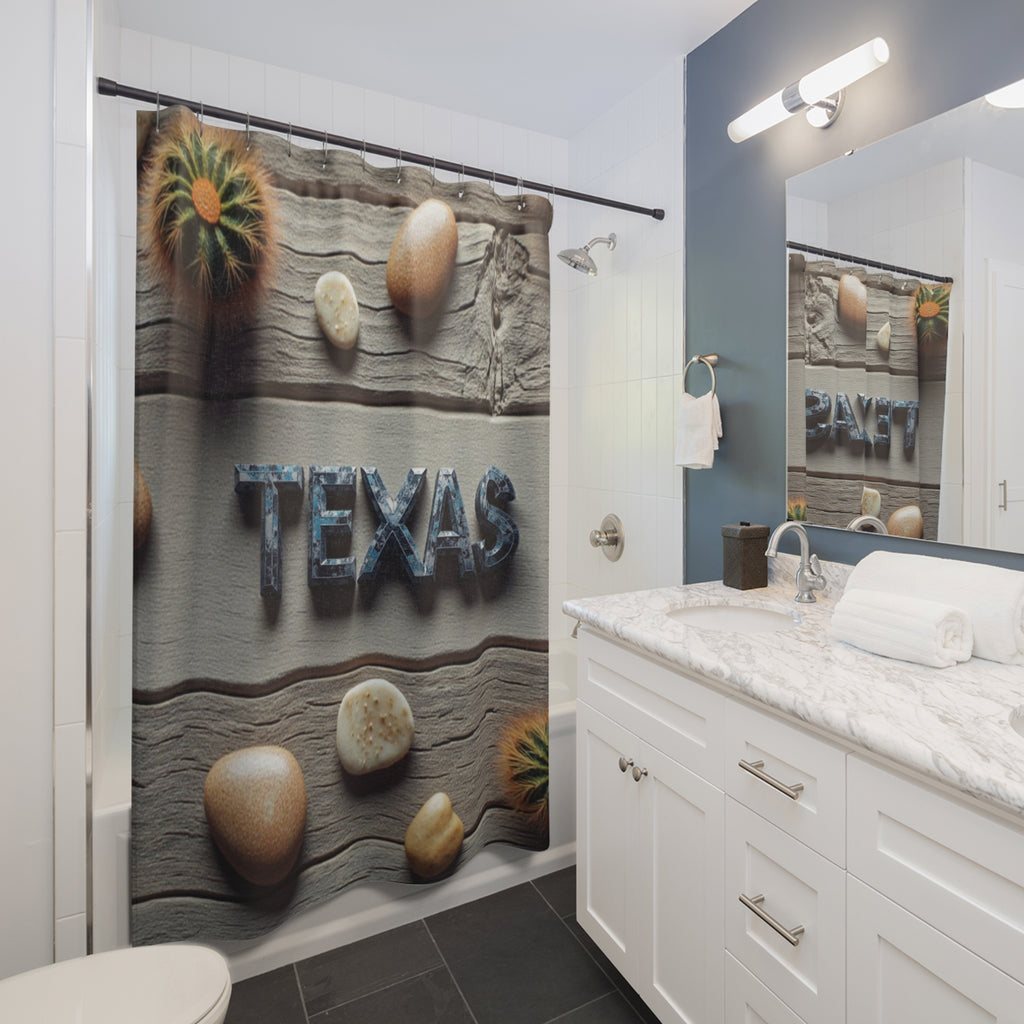 Texas-Themed Shower Curtain | Rustic Decor, Bathroom Accessories, Home Design, Gift for Texans, Southwestern Style