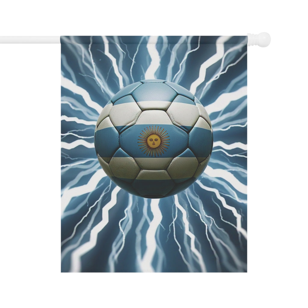 Soccer Lightning Garden Flag – Argentina Blue Ball Football House Banner