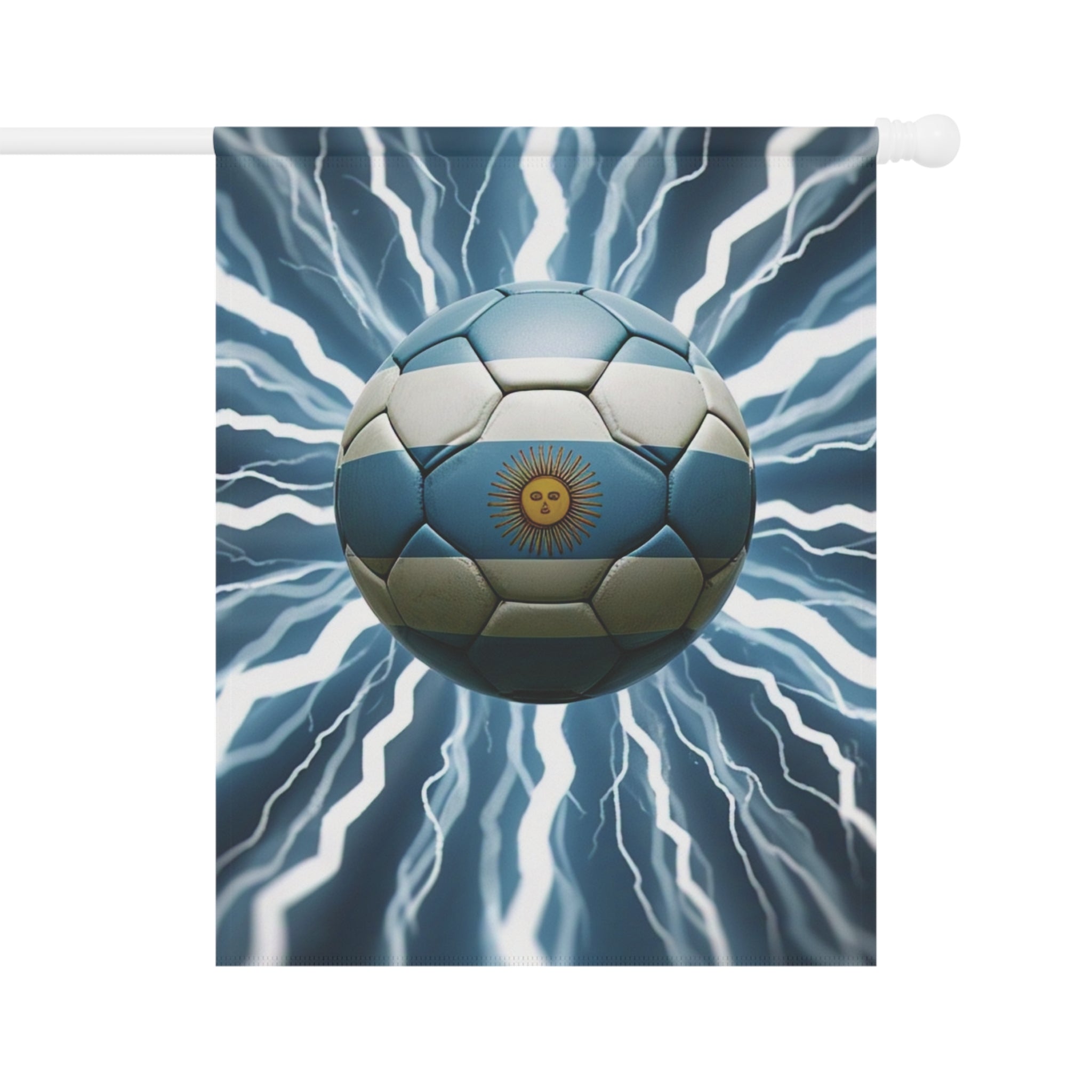 Soccer Lightning Garden Flag – Argentina Blue Ball Football House Banner