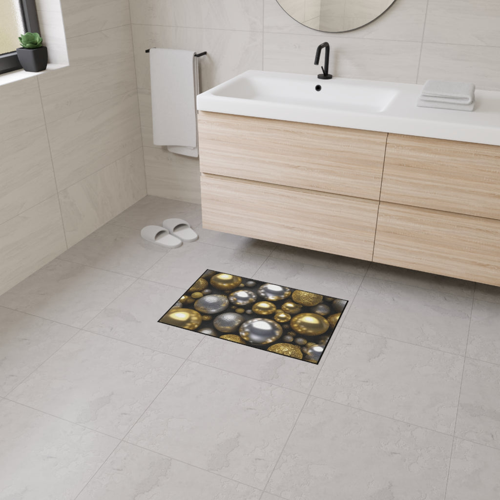 Floor Mat - Cute Gold and Silver Colored Balls Design - Ideal Gift