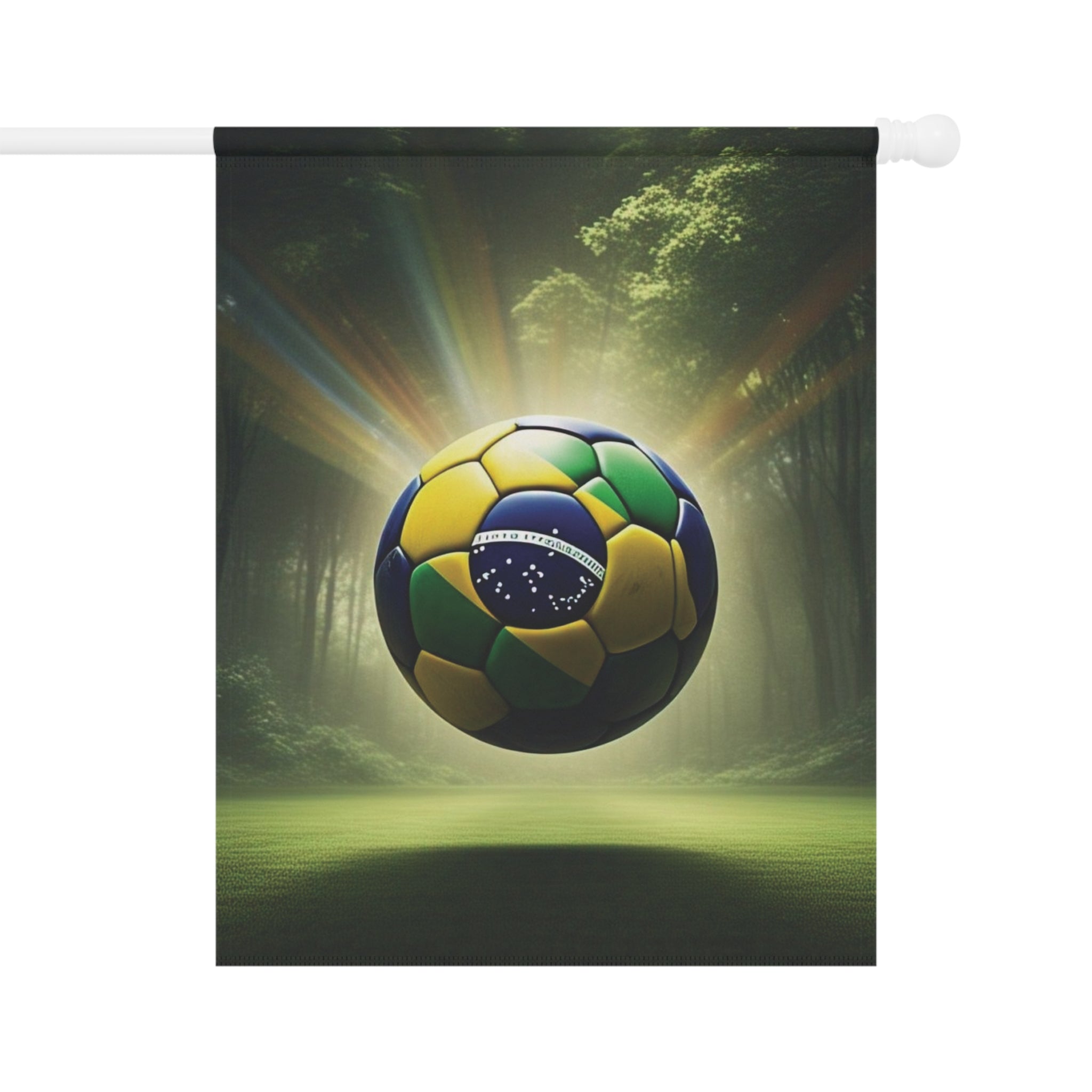 Brazil Flag Soccer Ball Garden Flag — Outdoor House Banner for Football Fans