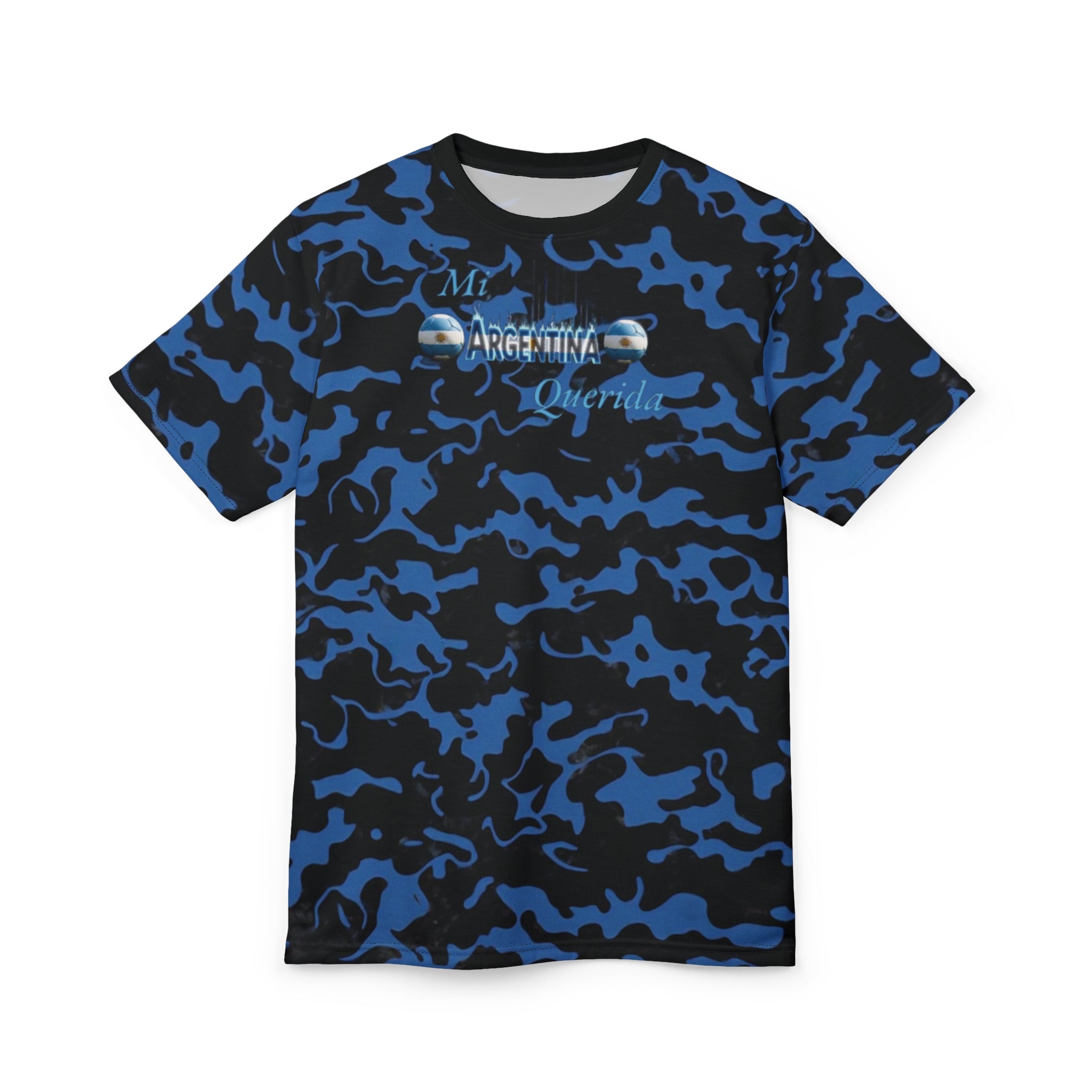 Camiseta unisex con estampado de camuflaje argentino: elegante y única, con corte y costura.
