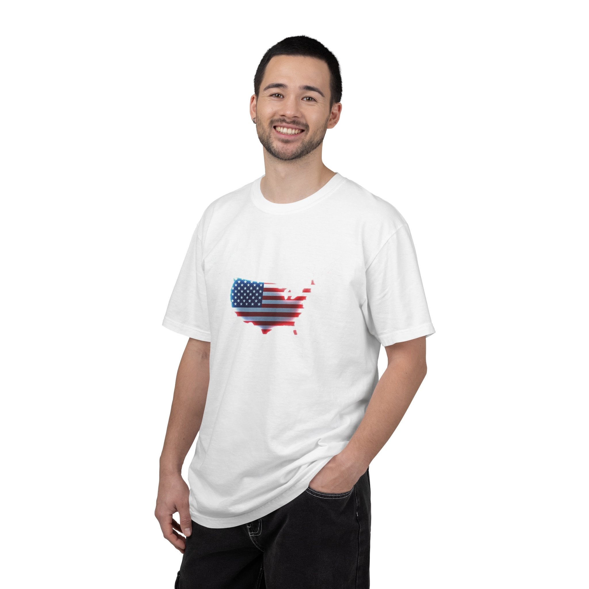 Unisex Garment-Dyed T-shirt - USA Flag Map Design | Casual Independence Day Apparel
