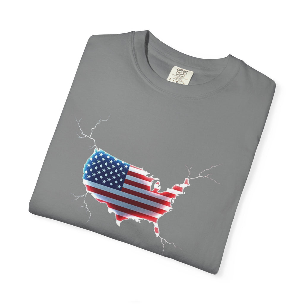 Unisex Garment-Dyed T-shirt - USA Flag Map Design | Casual Independence Day Apparel