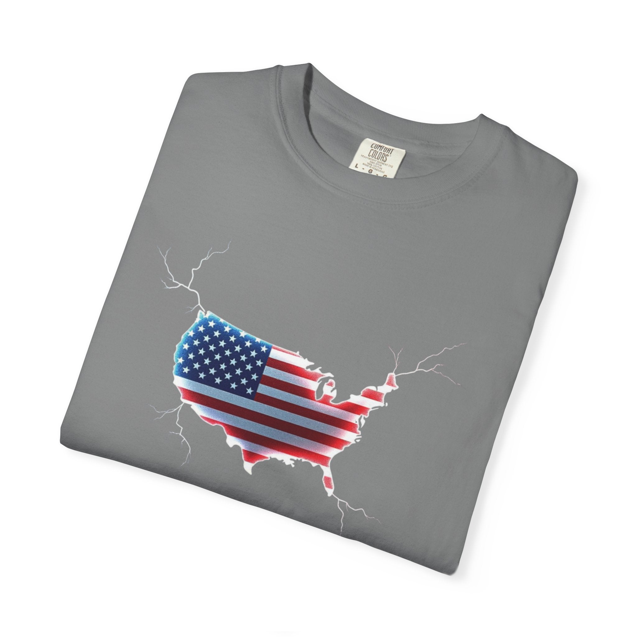 Unisex Garment-Dyed T-shirt - USA Flag Map Design | Casual Independence Day Apparel