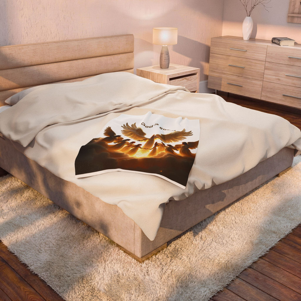 Inspirational Velveteen Plush Blanket - 'God is Good' - Cozy Home Decor for Faith &amp; Comfort