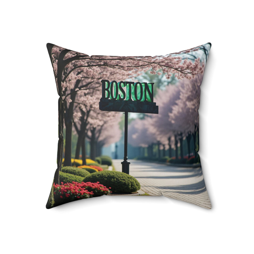 Boston Cherry Blossom Decorative Pillow