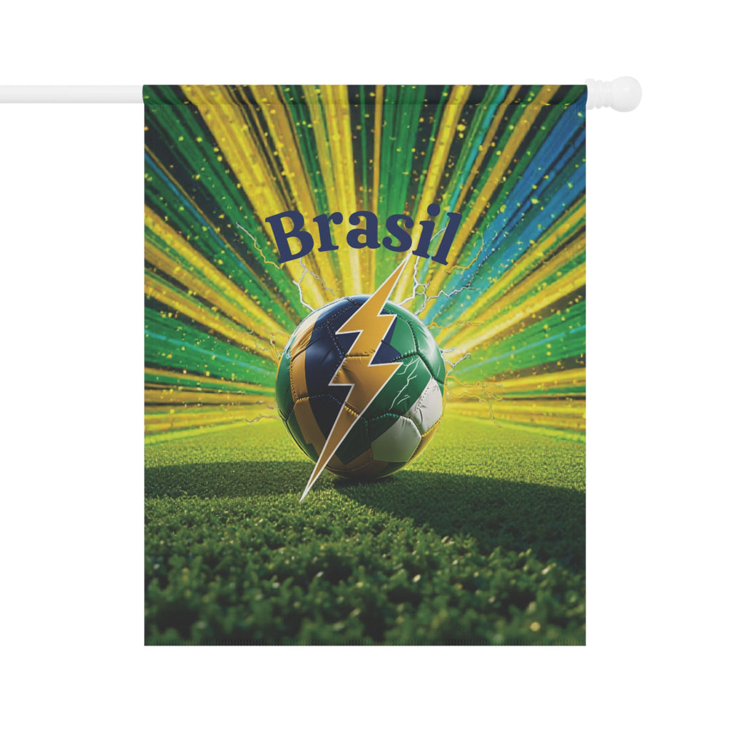 Brazil Soccer Garden Flag — Brasil Football Lightning Ball House Banner