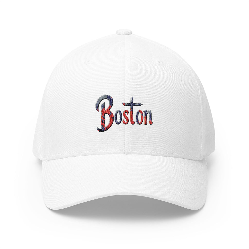 Boston Embroidered Cap — Patriotic Script Baseball Hat