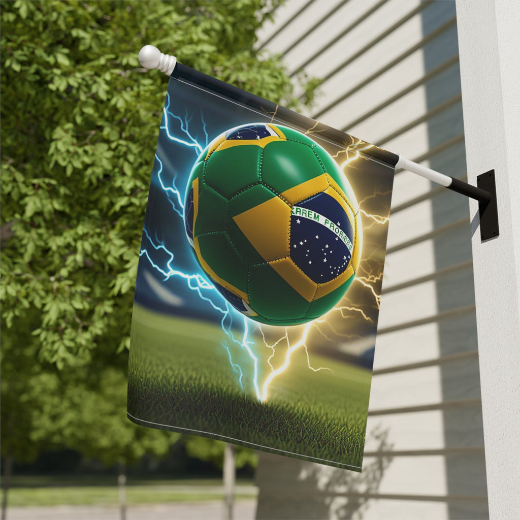 Brasil Flag Soccer Ball Garden Flag — Electric Stadium Soccer Garden Banner