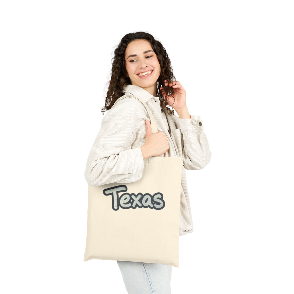 Texas Script Canvas Tote — Eco Cotton Grocery & Market Bag