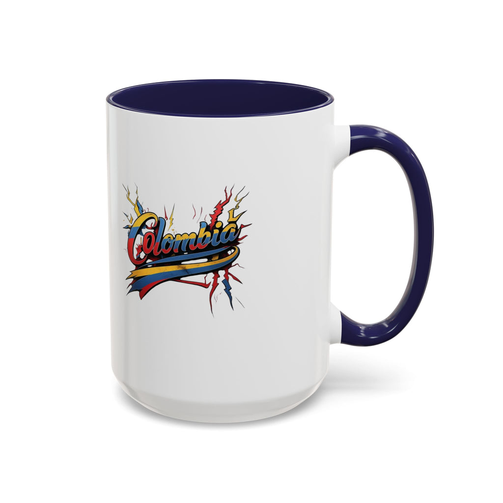 Taza de café con acento colombiano (325 ml y 440 ml), ideal para amantes del café y como regalo.