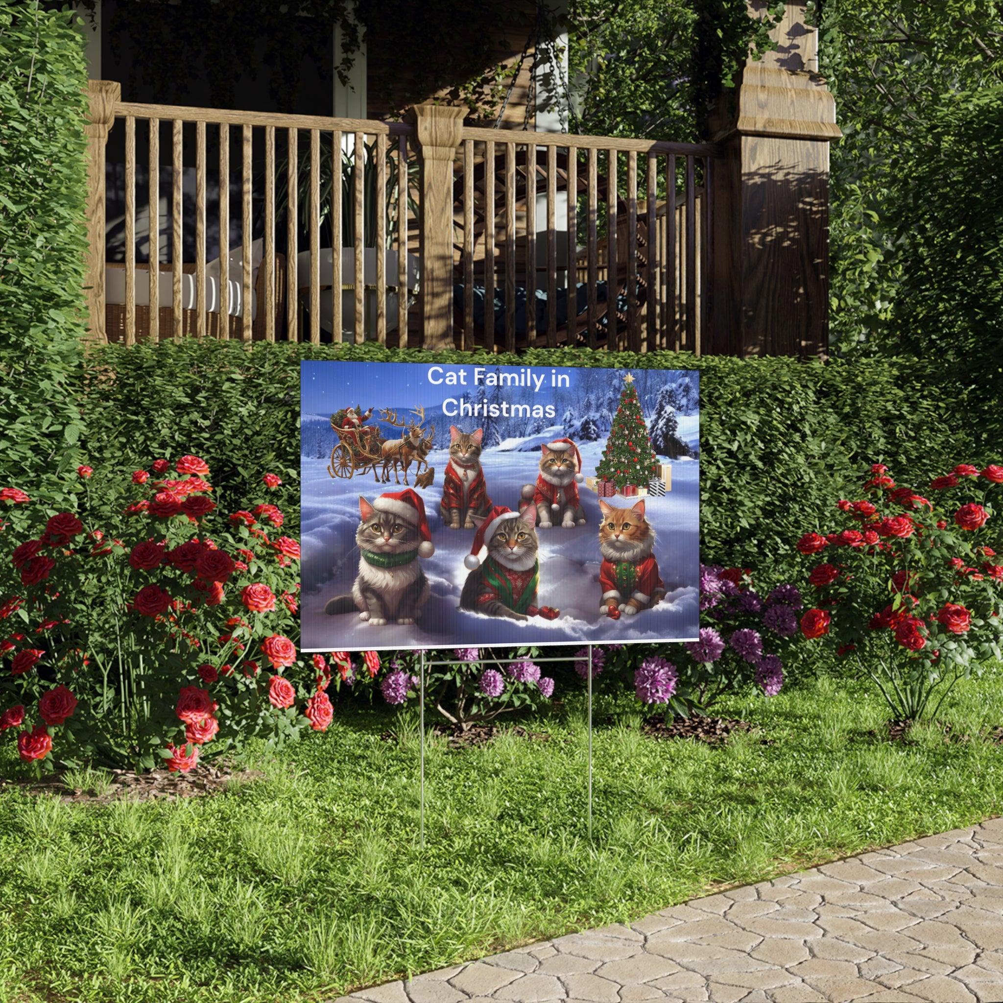 Lawn Sign - Christmas Cats for Cat Lovers