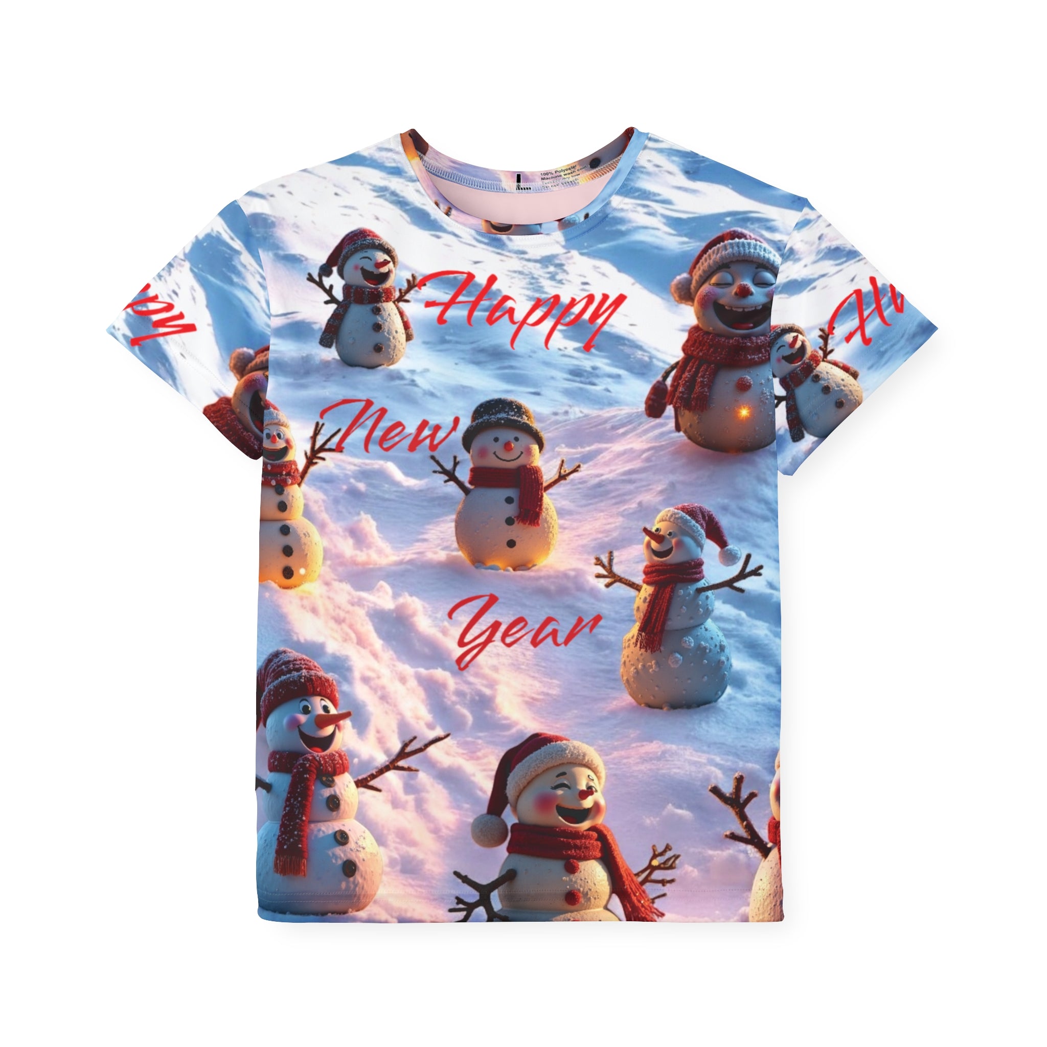 Unisex, kids and Girls T-Shirt Happy New Year Snowmen Christmas Gift