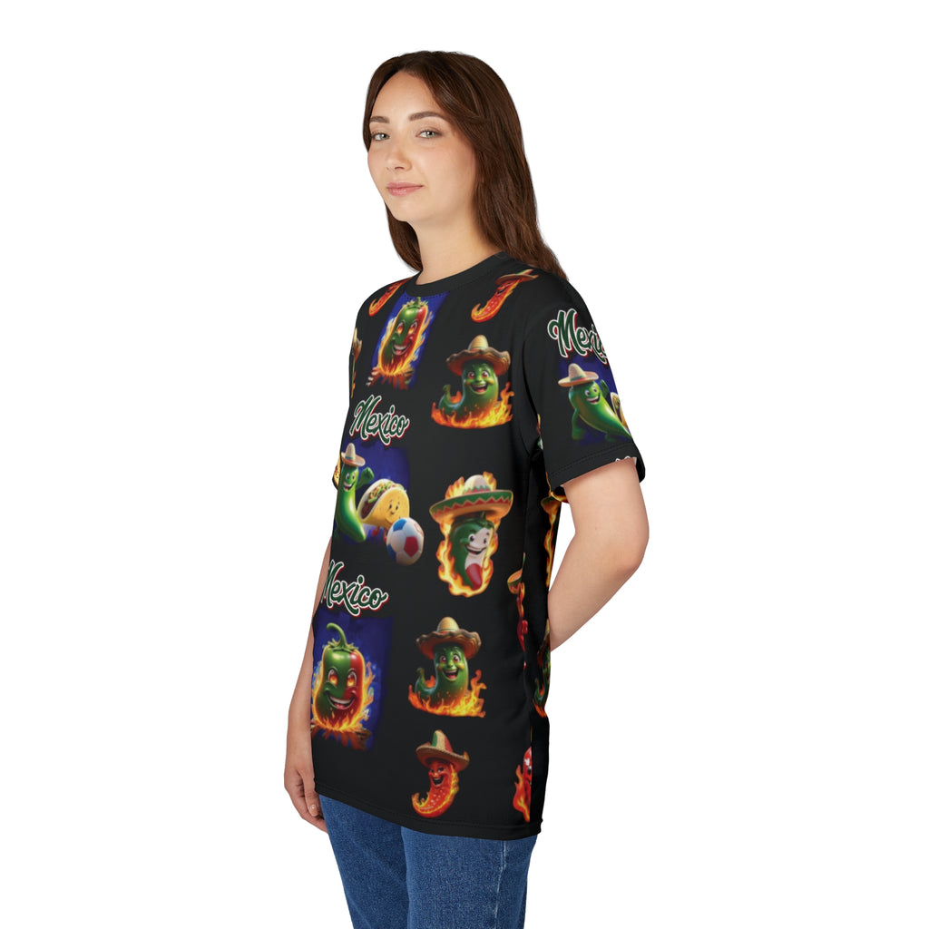 Camiseta unisex vibrante con temática mexicana para celebraciones festivas