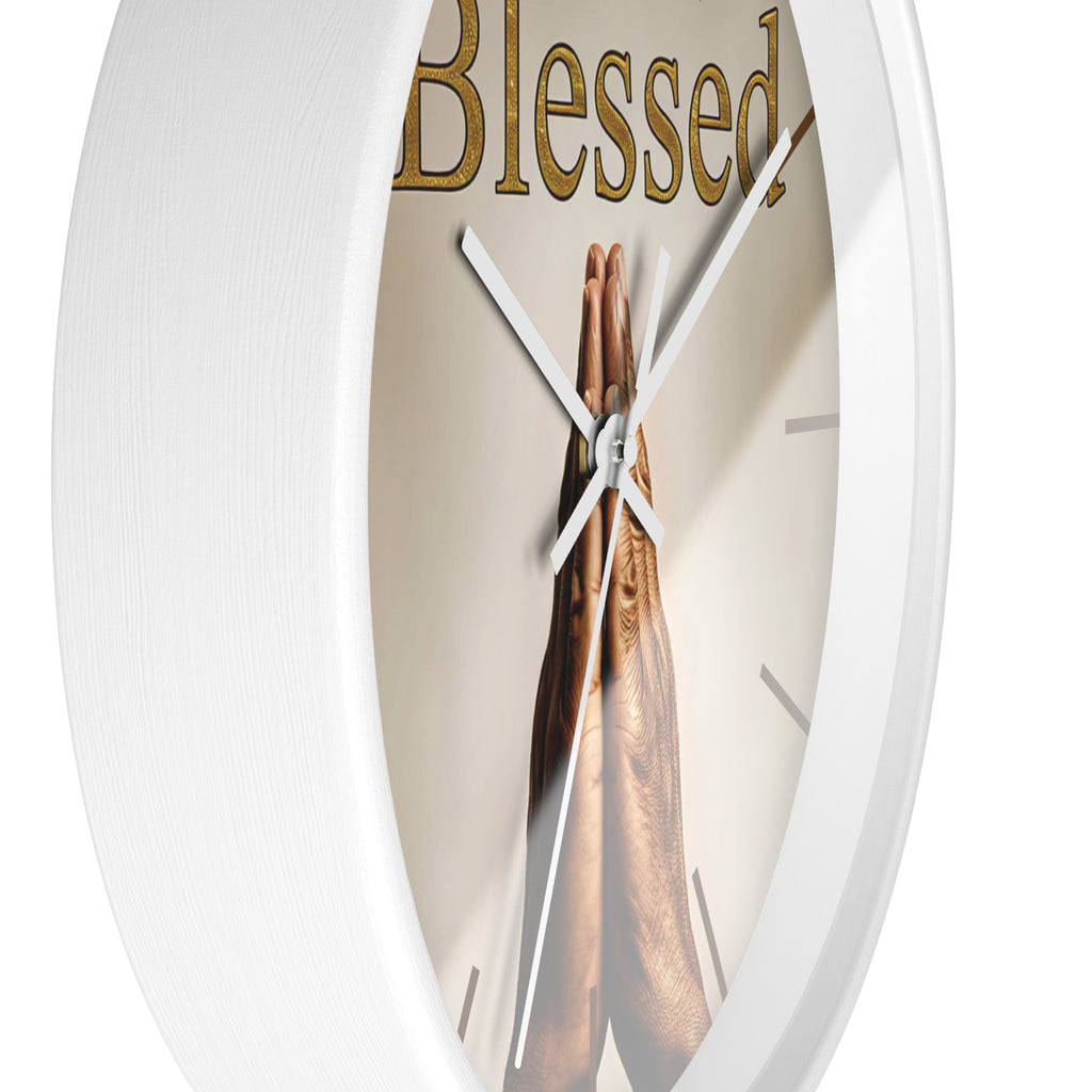 Inspirational Wall Clock - Blessed Home Decor, Spiritual Gift, Positive Vibes, Faith-Based Wall Art, Motivational Office Decor