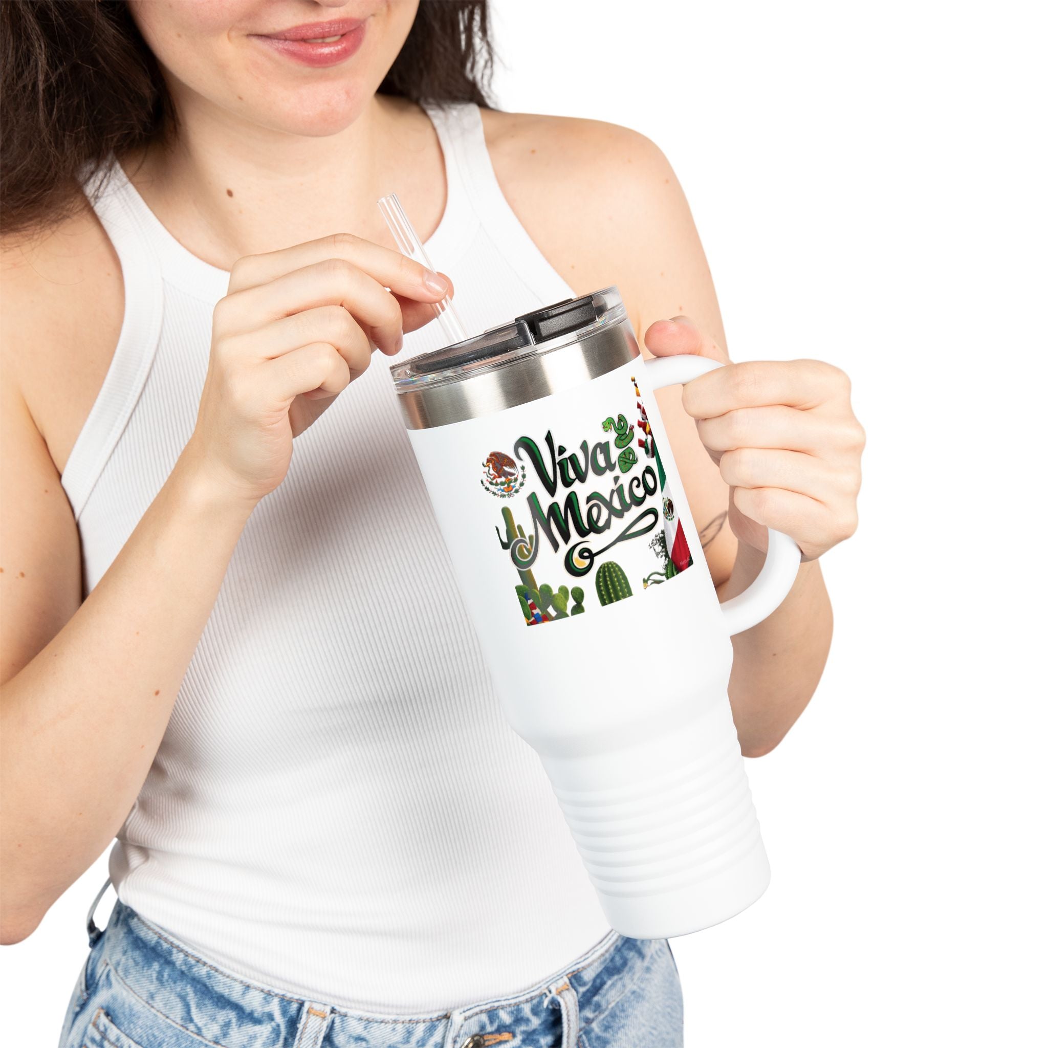 Taza de viaje térmica Viva México- 40oz Cactus Design