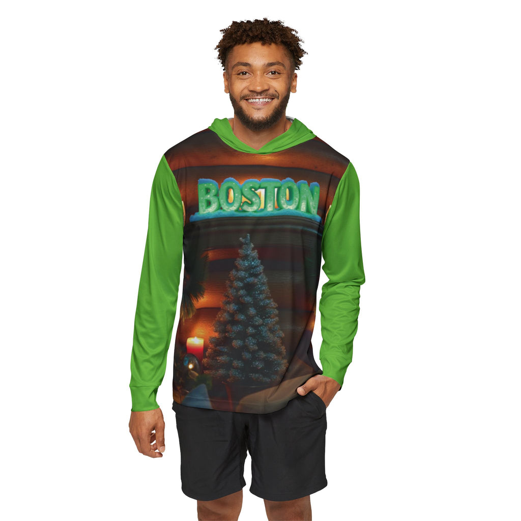 Boston Holiday Hoodie — Green All-Over-Print Sports Warmup Hoodie