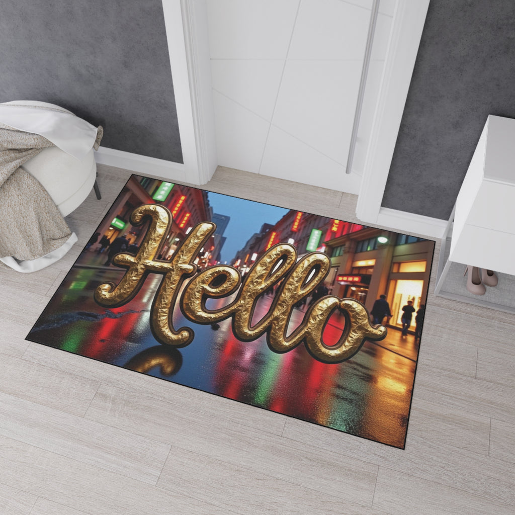 Hello Floor Mat - Heavy Duty Entrance Rug for Home & Office Décor