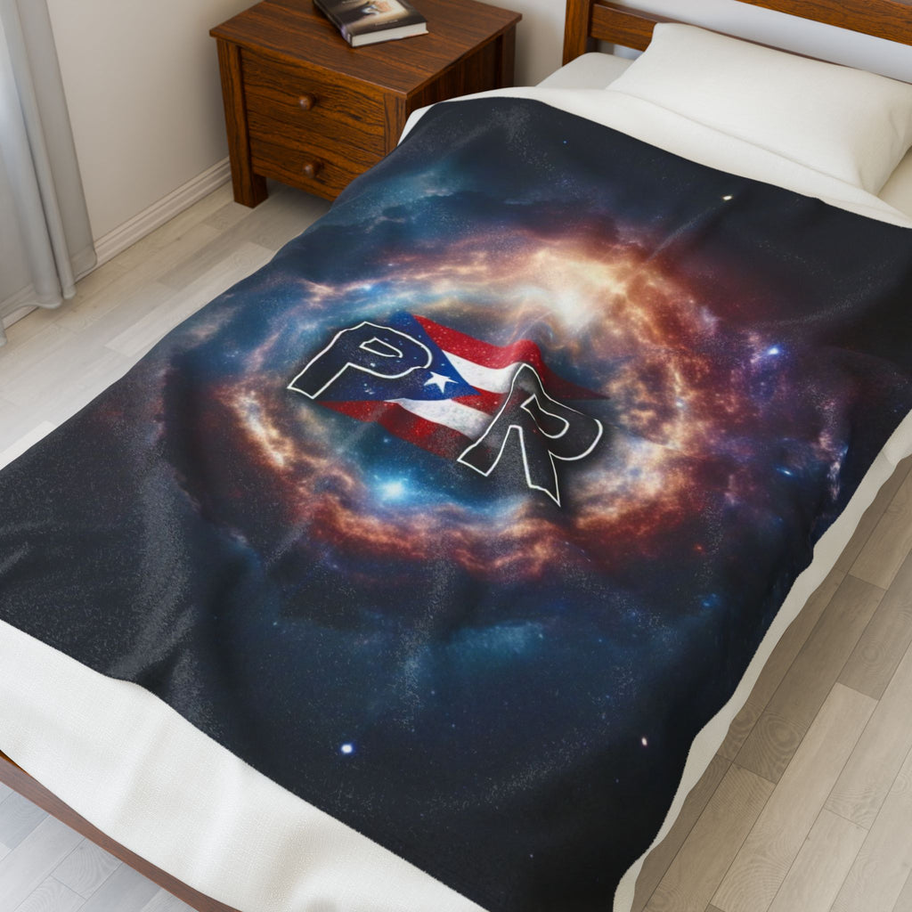 Puerto Rico Flag Galaxy Velveteen Plush Blanket