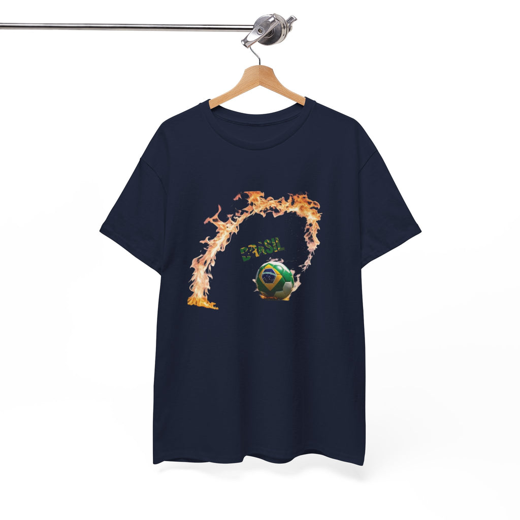 Camiseta unissex de algodão pesado Brazil Soccer Love - estampa divertida para fãs de esportes