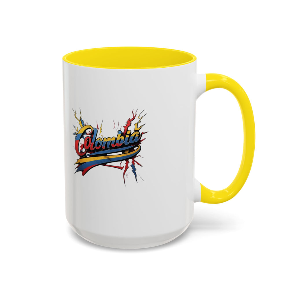 Taza de café con acento colombiano (325 ml y 440 ml), ideal para amantes del café y como regalo.