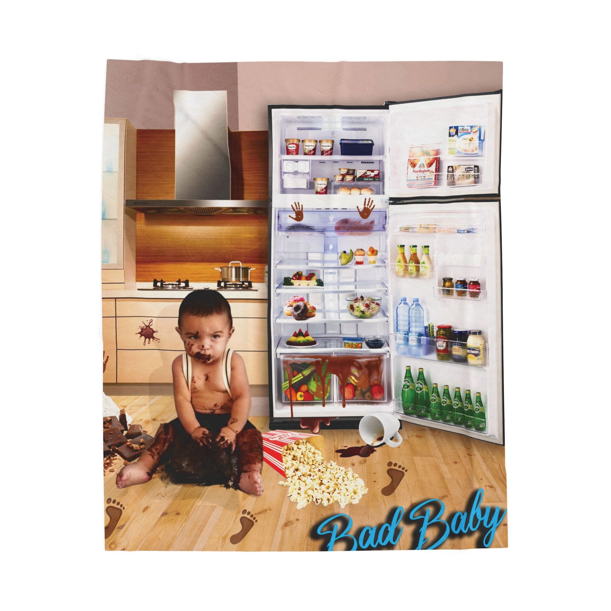Velvet Plush Blanket - Funny Baby Mischief Design. Bad baby brand