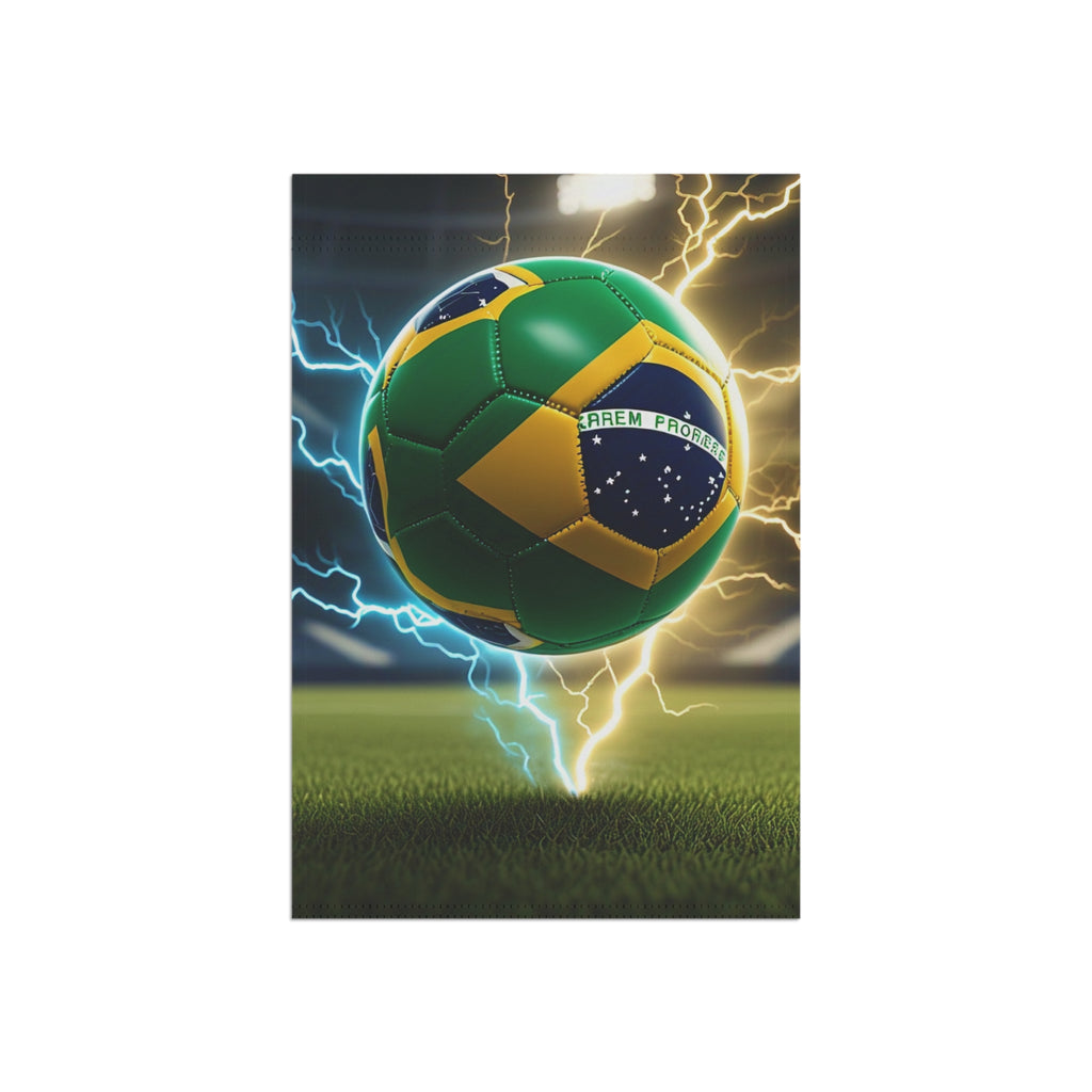Brasil Flag Soccer Ball Garden Flag — Electric Stadium Soccer Garden Banner