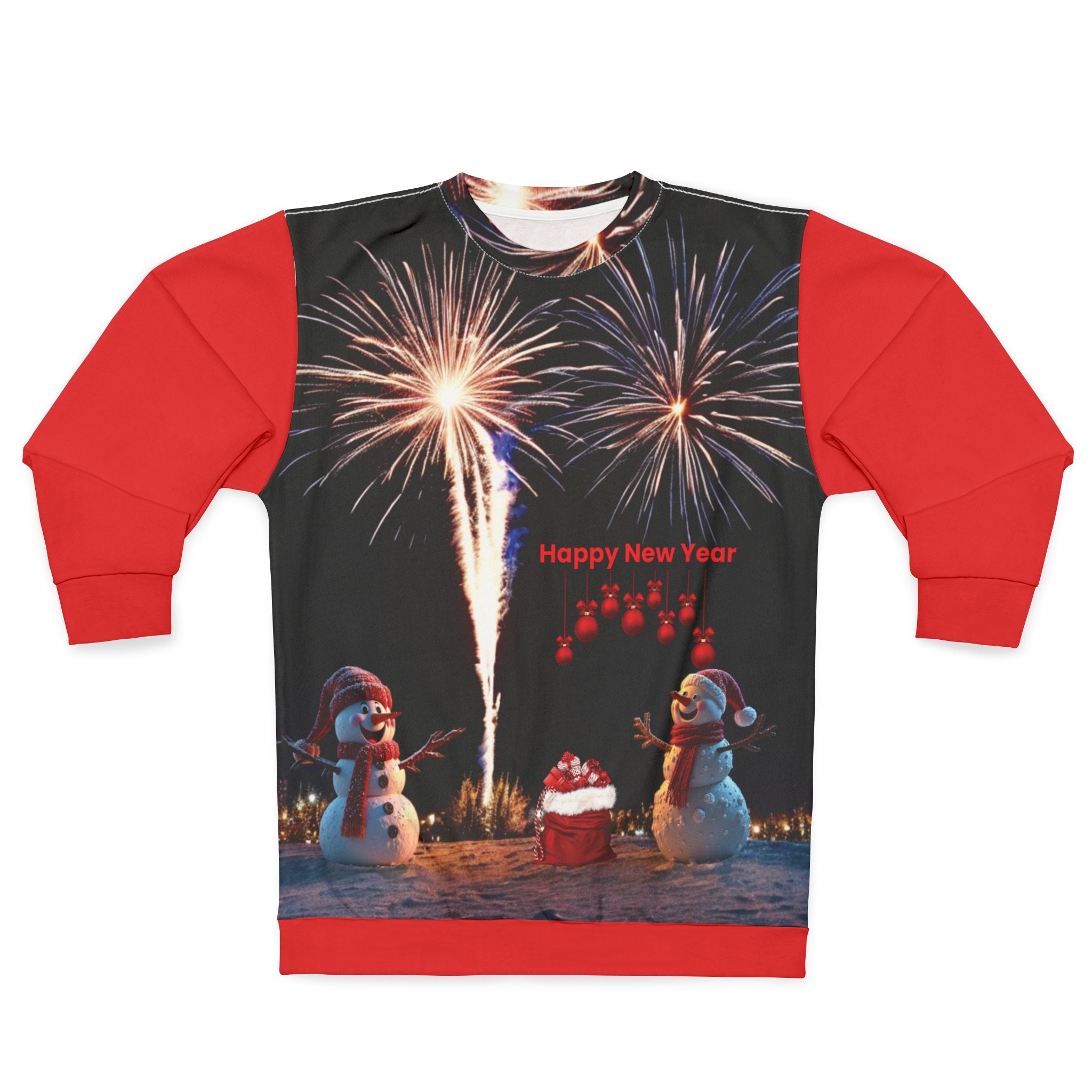 Holiday Snowman New Year Unisex Sweatshirt - Red Christmas Atmosphere Gift