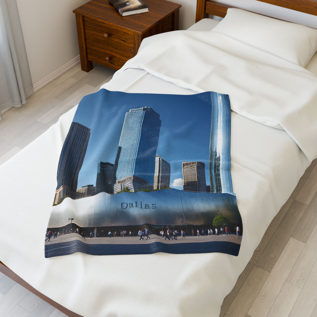 Cityscape Velveteen Plush Blanket - Cozy Home Decor, Gift for Dallas Lovers, Travel Souvenir, Soft Luxury Throw