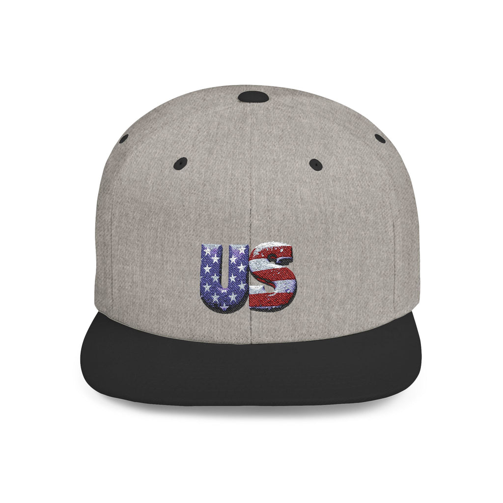 Patriotic Flat Bill Snapback Hat - 'US' Design