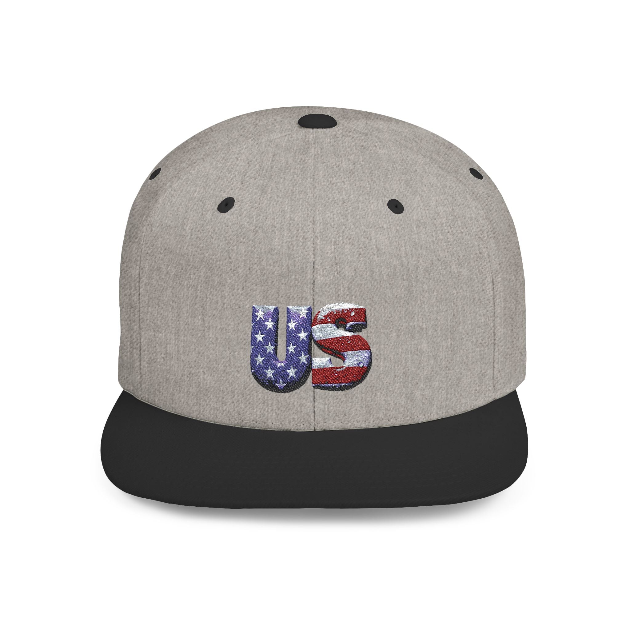 Patriotic Flat Bill Snapback Hat - 'US' Design