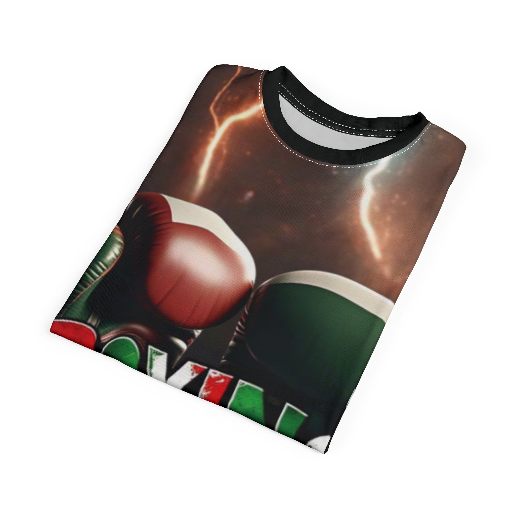 Camiseta "BOXING Impacto Mexicano" - Guantes Tricolor y Rayos de Poder