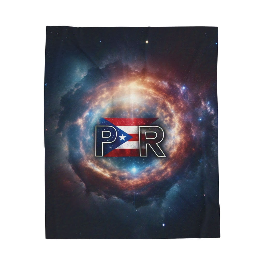 Puerto Rico Flag Galaxy Velveteen Plush Blanket