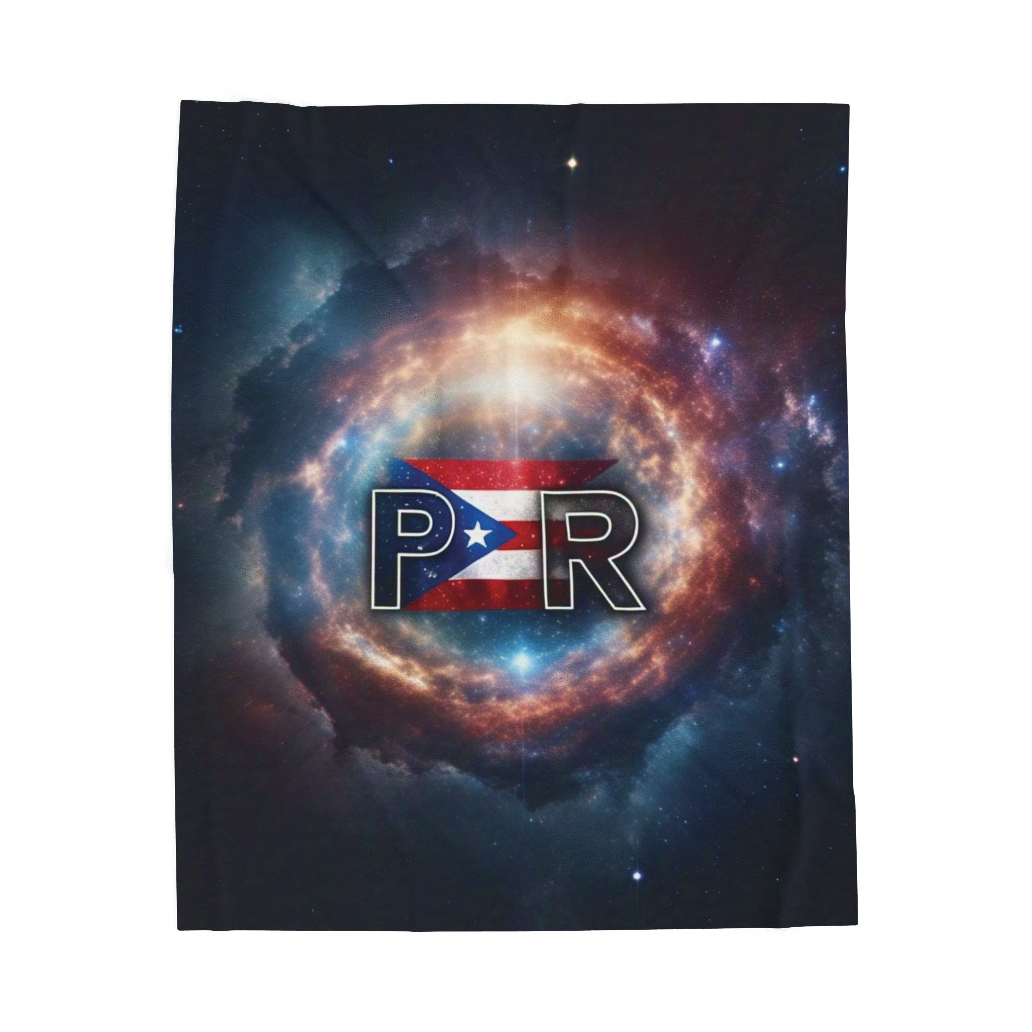 Puerto Rico Flag Galaxy Velveteen Plush Blanket