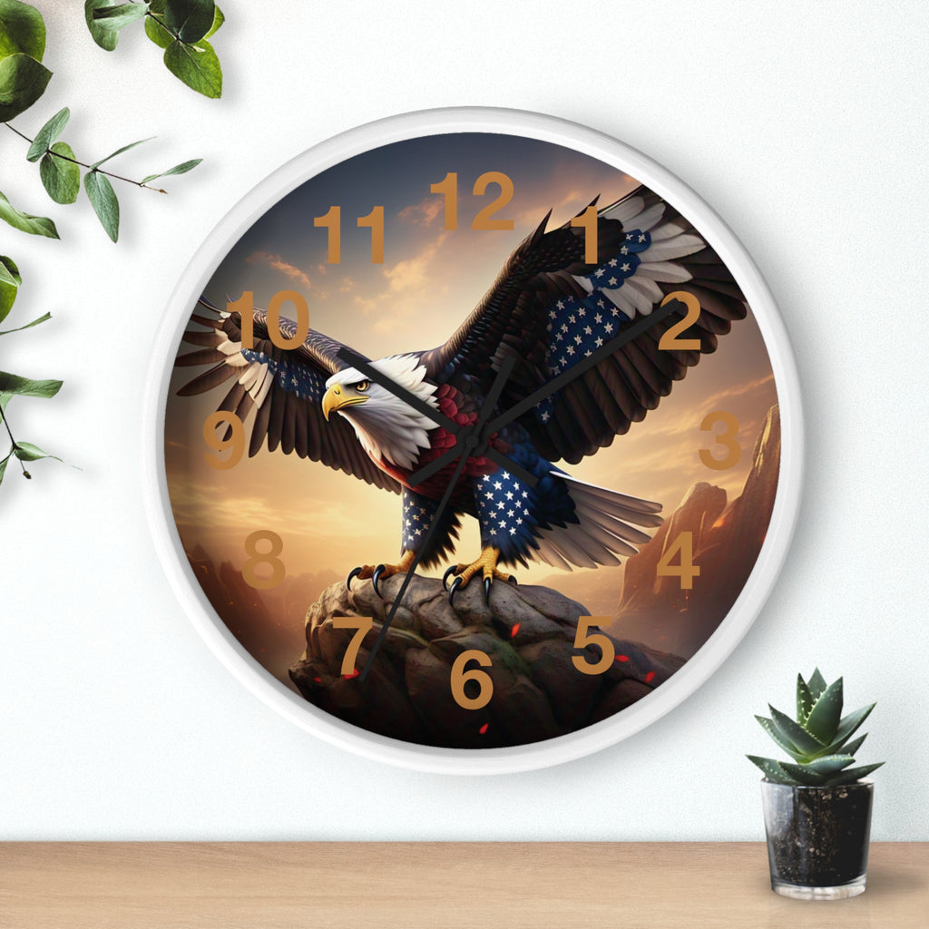 Patriotic Eagle Wall Clock - Bold American Spirit Decor