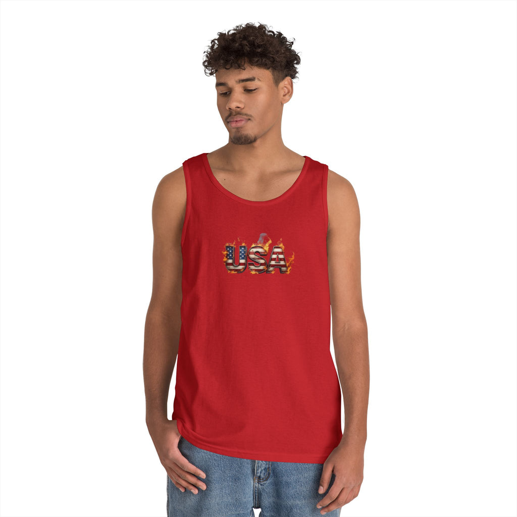 USA Heavy Cotton Tank Top for Casual Summer Outings and Celebrations