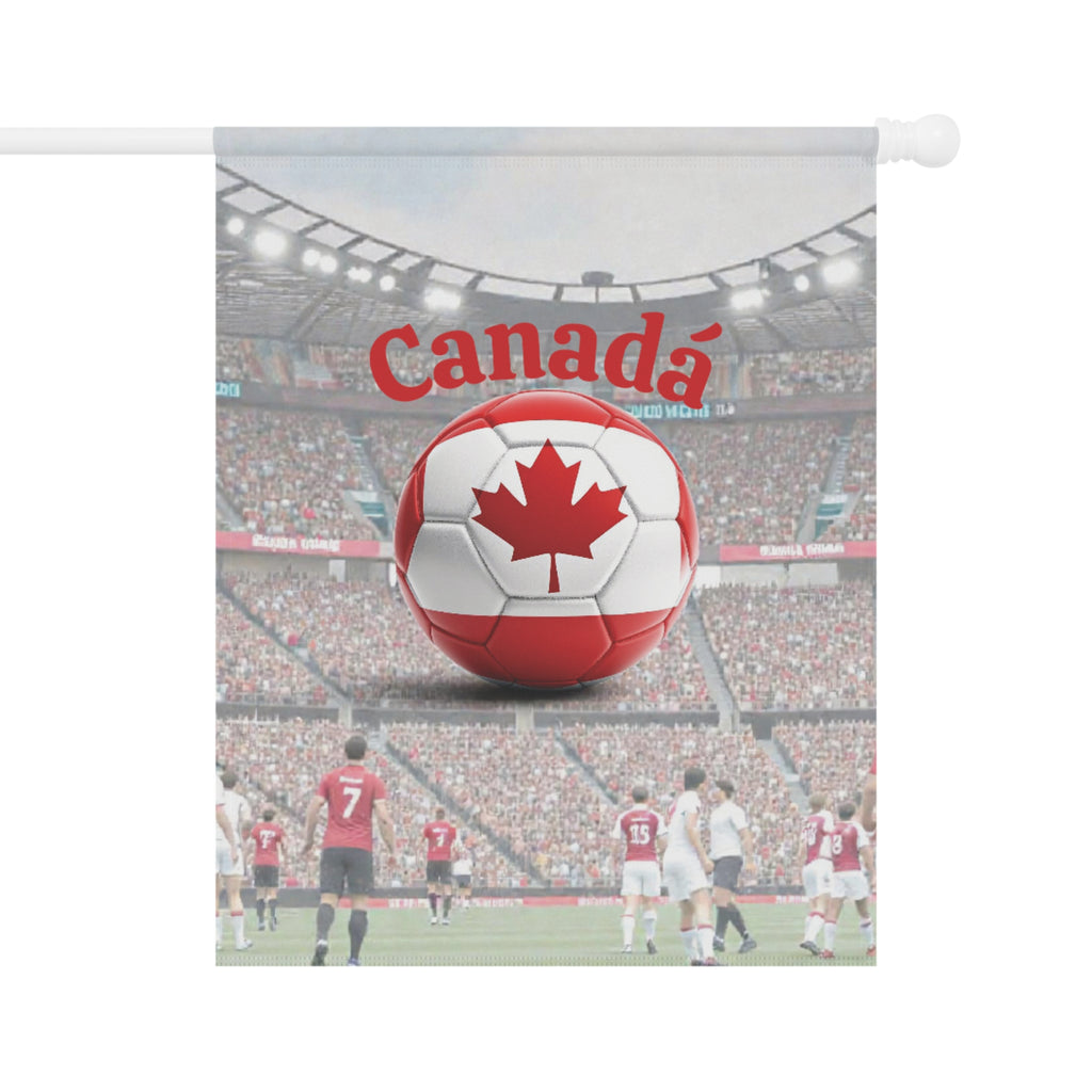 Canada Soccer Garden Flag — Canada Maple Leaf Soccer Ball Stadium Garden Banner
